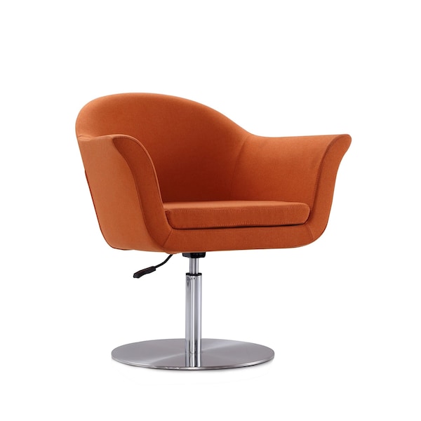 Manhattan Comfort Voyager Swivel Adjustable Accent Chair in Orange and Brushed Metal AC051-OR - main